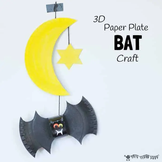 Squeak, squeak, let's go batty making bats! This 3D paper plate bat craft makes a great mobile for hanging in a kid's bedroom and is fun for Halloween too.