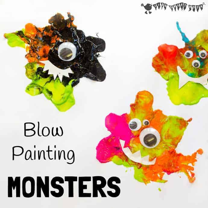 Kids will love blow painting their own unique MONSTER CRAFT. Stick them on a greeting card, display them on the wall or even turn them into puppets to play with.