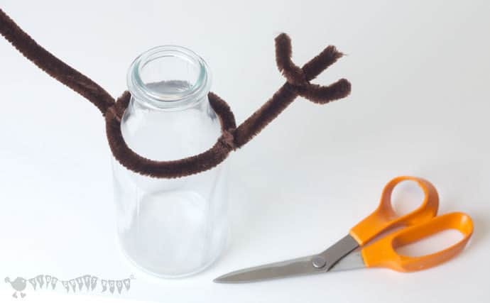 shaping-the-antlers-for-a-christmas-reindeer-bottle-topper step 2
