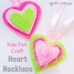 HEART NECKLACES are cute, colourful and no-sew! This kids felt craft is a great way for children to make homemade jewellery for themselves or as cute gifts. A lovely Mother's Day craft or Valentine's Day Craft for kids. #valentine #valentinesday #valentinescraft #valentinecraft #valentinescrafts #valentinecrafts #valentinesdayforkids #heart #love #heartcrafts #sewingforkids #homemadejewllery #necklace #DIYnecklace #feltcrafts #kidscrafts #craftsforkids #kidscraftroom #craftideasforkids