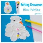 MELTING SNOWMAN BLOW PAINTING ACTIVITY - A Winter painting activity for kids to enjoy the thrills of snowman building and melting even when there isn't any real snow! #snowman #snowmancraft #painting #paintingforkids #kidsart #winter #winterart #artideas #artforkids #snowmanactivity #paintingideas #blowpainting #sensory #winteractivities #winterplayideas #playideas #invitationtocreate #creativekids #kidsartideas #snowmen #paintingactivity #kidsactivities