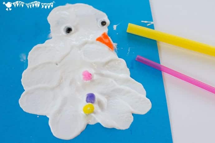 MELTING SNOWMAN BLOW PAINTING ACTIVITY lets kids enjoy the thrills of snowman building and melting even when there isn't any real snow!