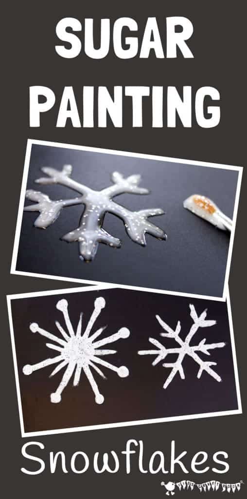 WINTER SUGAR PAINTING is perfect for frosty snowflake and snowman painting. Sugar painting has a glossy, sparkly, icy appearance great for Winter art activities for kids.