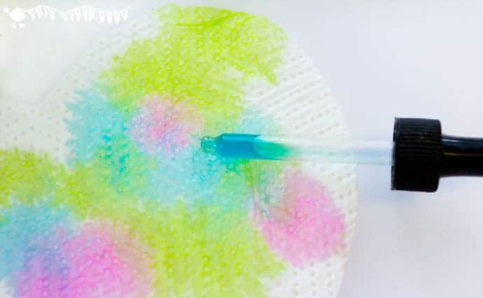 Pipette Drip Painting Hearts is a fun open ended process art for kids that develops fine motor skills, and explores colour mixing and pattern making. 