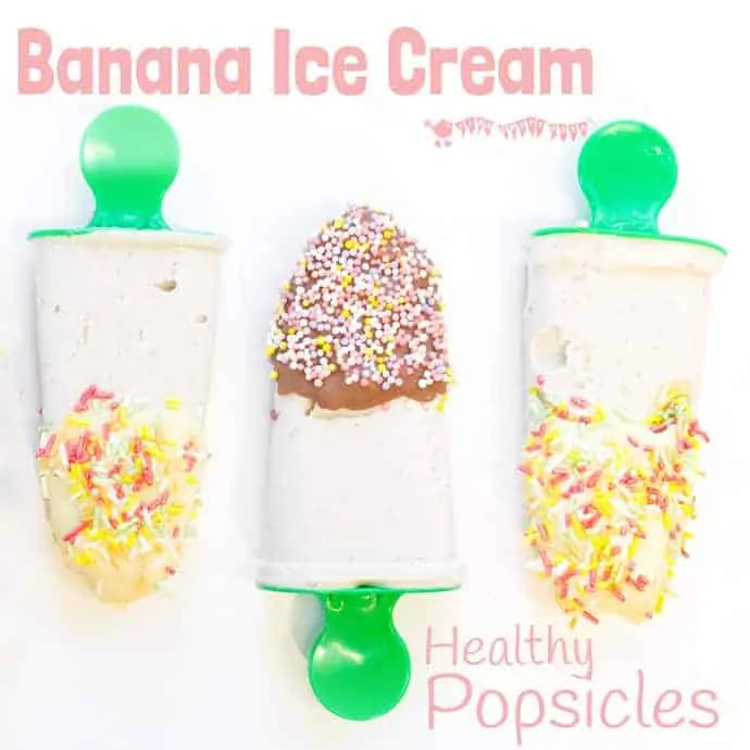 HEALTHY BANANA ICE CREAM POPSICLES - A fun, tasty and healthy recipe that kids will love to make and munch! An easy way to get one of your five a day!