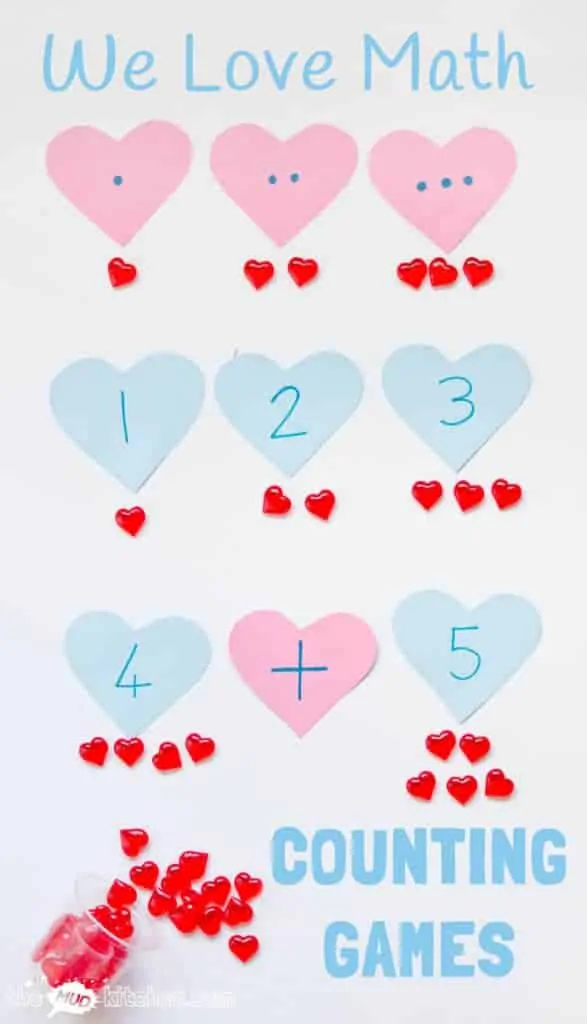 COUNTING FOR KIDS GAMES - three fun ways to develop early years math understanding of one to one correspondence, number recognition and number sentences.