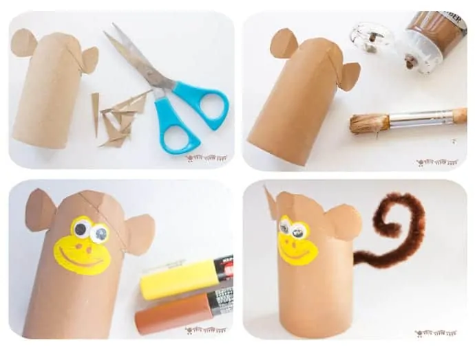How-To-Make-A-Cardboard-Tube-Monkey. This Jungle Scene Playset looks amazing and is so easy to make using toilet paper roll crafts. Such a great way to spark creativity and imaginative play!