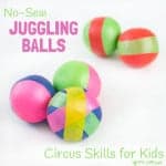 Learn how to make juggling balls with this easy no-sew method using balloons. Kids will have great fun developing their circus skills and juggling is a fun activity to promote gross motor skills, balance, co-ordination and of course patience and determination too!