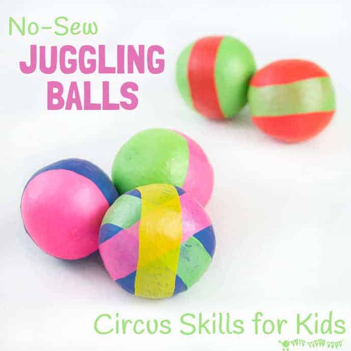 Learn how to make juggling balls with this easy no-sew method using balloons. Kids will enjoy developing their circus skills and juggling is a fun activity to promote gross motor skills, balance, co-ordination and of course patience and determination too!