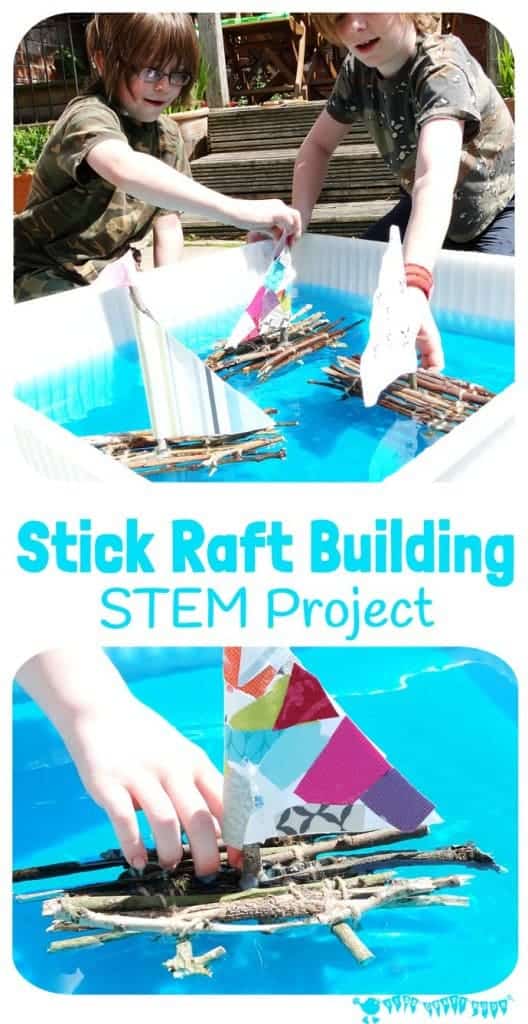 STICK RAFT BUILDING STEM PROJECT. Can you build a raft that really floats? How much weight can your stick raft carry? Can your boat craft cope in a real stream? This STEM challenge is great fun for kids and a super way to get them stretching and developing their skills and engaging with Nature. #stem #steam #naturecrafts #natureactivities #rafts #raft #stemchallenge #earlylearning #preschool #homeschool #prek #kidsactivities #kidscrafts #kidscraftroom #boats #homemadeboat