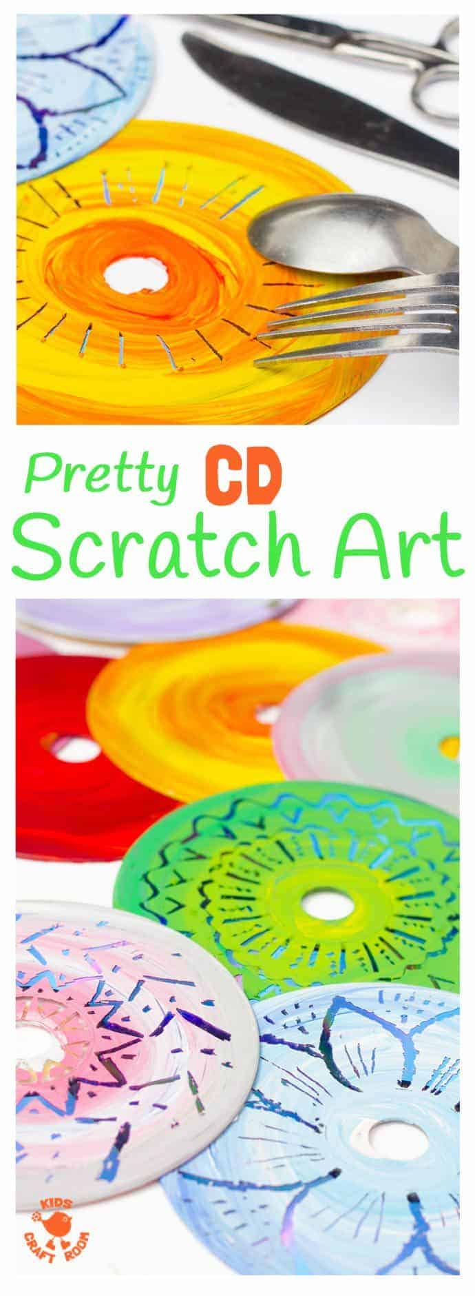 CD SCRATCH ART - Kids can have loads of fun with old CDs making vibrant Colourful CD Scratch Art. It's a fabulous recycled craft and process art opportunity for kids of all ages.