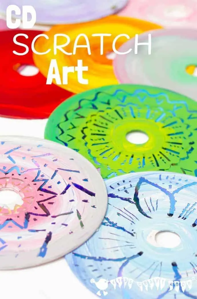 CD SCRATCH ART - Kids can have loads of fun with old CDs making vibrant Colourful CD Scratch Art. It's a fabulous recycled and process art opportunity for kids of all ages.