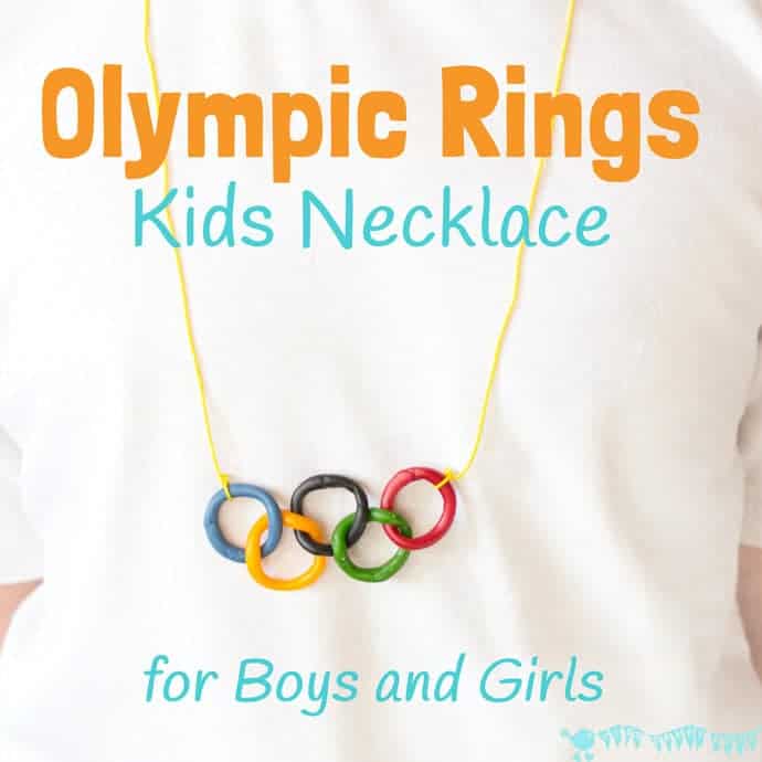 This Olympic craft for kids is a great way to get them interested and involved in the exciting sporting event. Boys and girls will love to make and wear this Olympic Rings Kids Necklace.