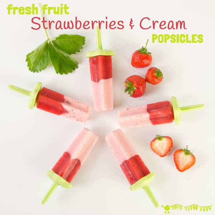 All Natural Strawberries and Cream Popsicles