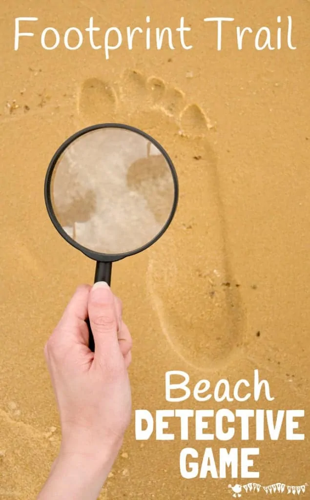 Do your kids enjoy mysteries? Are they super inquisitive? Test your kids observation and descriptive skills and spark their imaginations with this fun Footprint Trail BEACH DETECTIVE GAME for budding super sleuths!