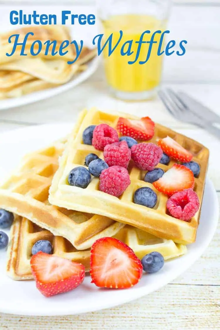 Gluten Free Honey Waffles are perfect for when you're in a rush! Quick, easy, super versatile and tasty. Great for kids breakfasts and snacks.