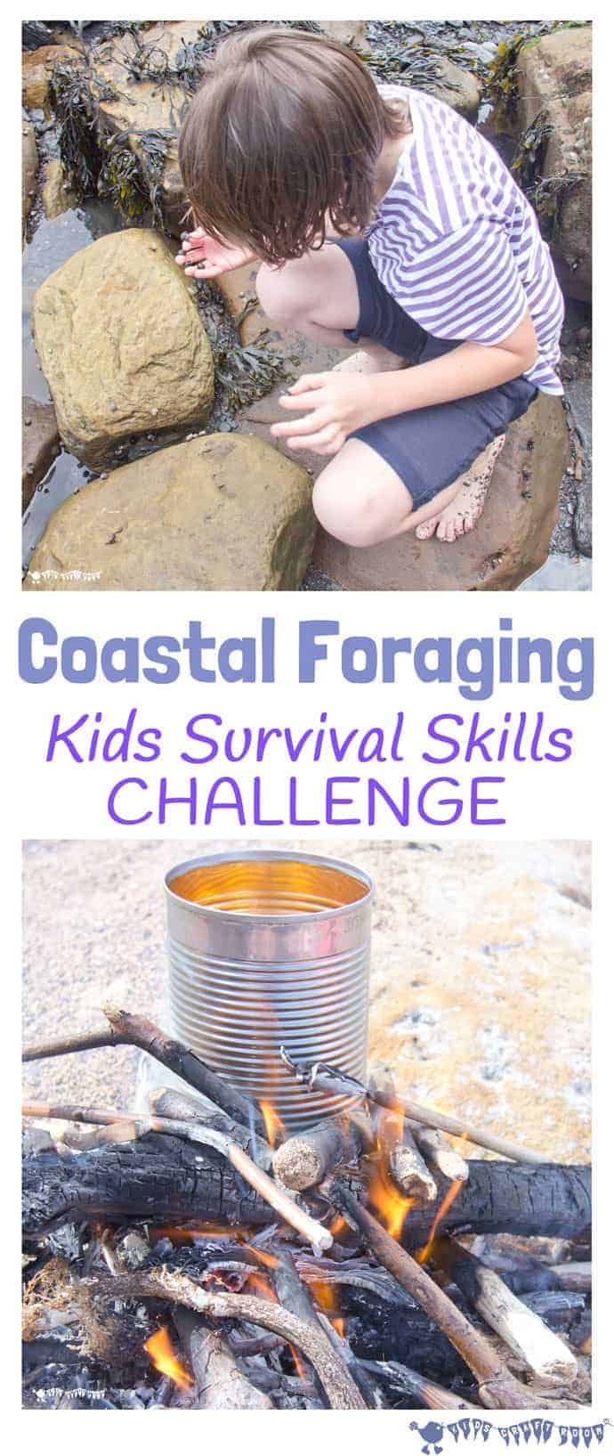 Coastal foraging is a fun survival skills for kids activity. Get kids outside and engaged with Nature finding & cooking their own seaside food for free. 
