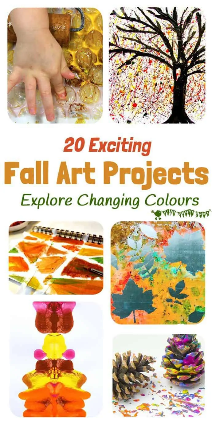 A collage showing lots of fantastic fall art ideas for kids.