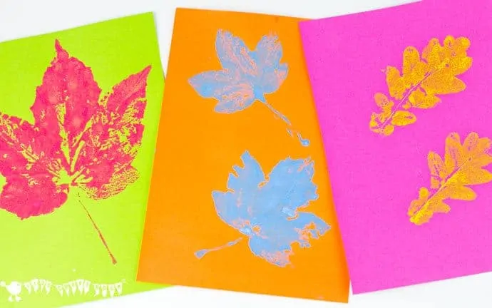POP ART LEAF PRINTING Kids will love making vibrant leaf art with this printing technique. It takes a classic leaf prints painting activity from "meh' to "WOW!" 