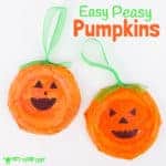This Pumpkin Craft is perfect for toddlers and preschoolers. Kids will love decorating their homemade pumpkins with fun cheeky faces. This characterful pumpkin craft makes great Halloween decorations and looks fabulous in the window as Halloween Suncatchers. Such fun!