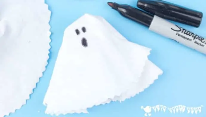 Ghost Finger Puppet Craft step 5.