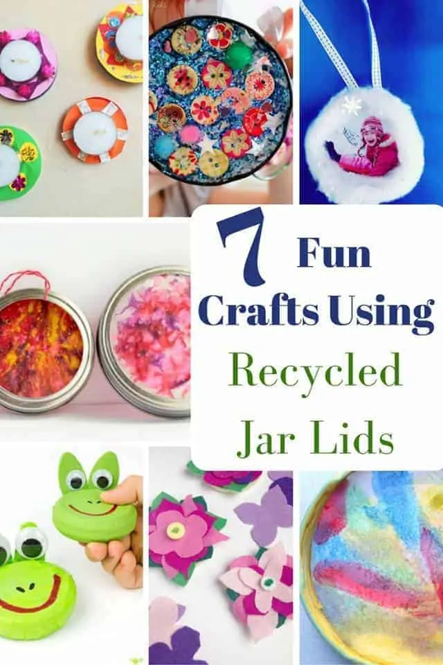 RECYCLED JAR LID CRAFTS - Kids will love making all sorts of fun crafts using recycled jar lids.