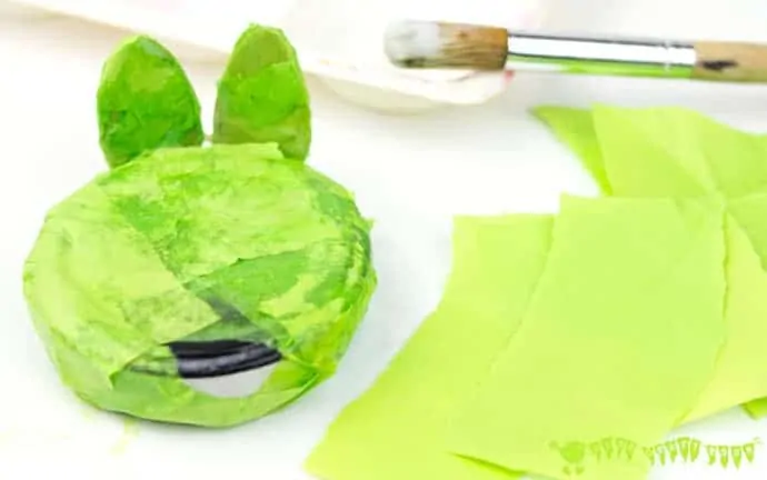 Paper-mache croaking frog craft.