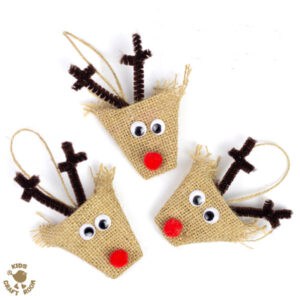 Adorable Burlap Reindeer Ornaments
