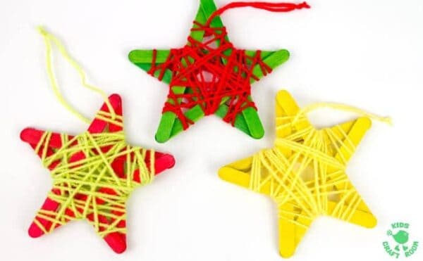 Yarn Wrapped Star Ornaments - Kids Craft Room