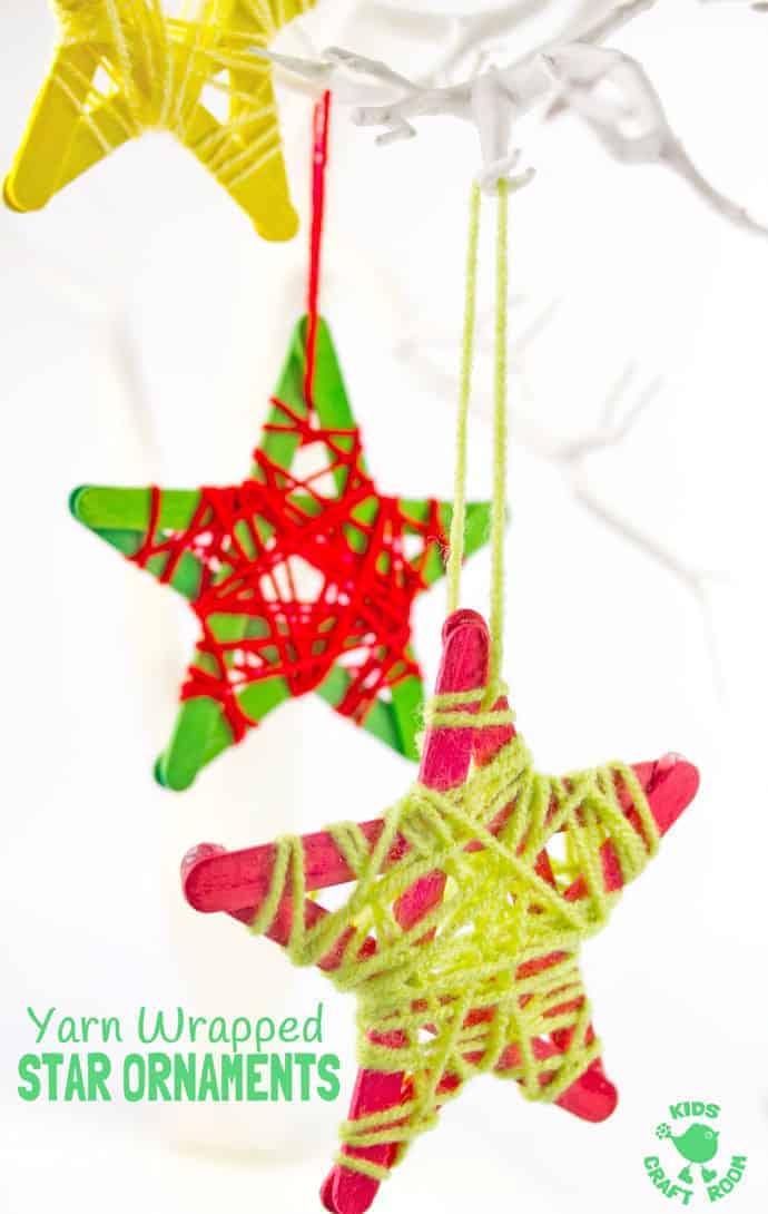 Yarn Wrapped Star Ornaments - Kids Craft Room