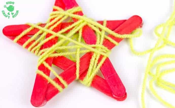 Yarn Wrapped Popsicle Stick Star Ornaments-step 2
