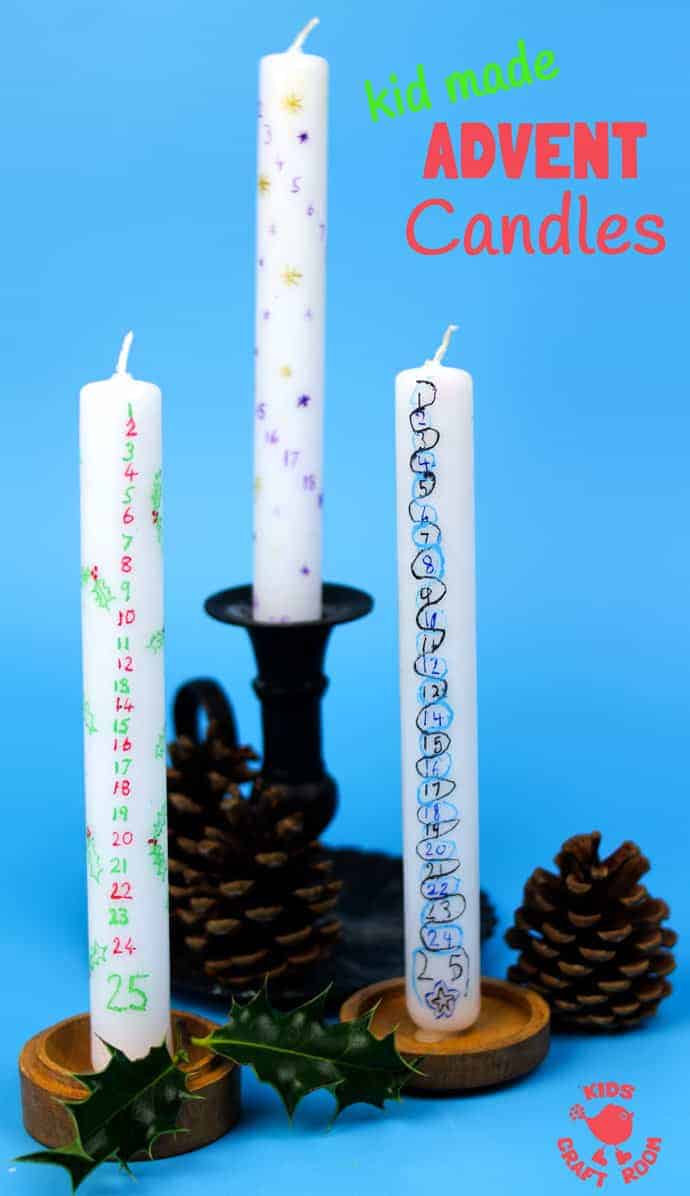 HOMEMADE ADVENT CANDLES are fun for kids and grown ups. A simple Christmas craft the whole family will enjoy day after day during the Christmas countdown. #advent #DIYadvent #Adventcalendar #candle #homemadecandle #christmas #christmascountdown #kidscrafts #kidscraftroom