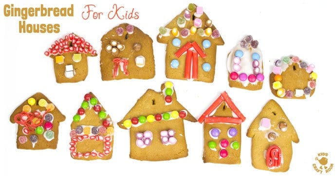 This easy gingerbread house recipe is great fun for the whole family. Forget the frustrations of 3D houses that fall down and make pretty 2D gingerbread houses instead. Just as pretty and delicious but without all the hassle! These cute gingerbread houses can be hung on the Christmas tree and given as gifts too.