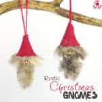 RUSTIC CHRISTMAS GNOMES are a fun Christmas craft for kids. Homemade gnome or elf ornaments bring colour and cheer to your Christmas tree. Every home needs a cheeky gnome or elf family! #christmas #ornaments #christmascrafts #kidscrafts #gnomes #elf #elves #elfcraft #rustic #burlap #burlapcrafts #kidscraftroom