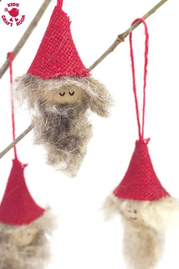 Rustic Christmas Gnomes are a fun Christmas craft for kids. Homemade gnome ornaments bring colour and cheer to your Christmas tree. Every home needs a cheeky gnome family! 