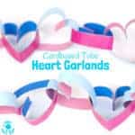 TP Roll Cardboard Tube Heart Garlands look gorgeous! Heart chains make great Valentine's Day or Mother's Day decorations. A fun and easy recycled heart craft for kids. #valentine #valentinesday #valentinescraft #valentinecraft #valentinescrafts #valentinecrafts #valentinesdayforkids #heart #love #heartcrafts #kidscrafts #recycled #recycledcrafts #tprolls #cardboardtubes #cardboardtubecraft #garland #ornament #decoration
