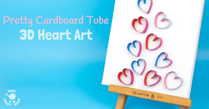 3D CARDBOARD TUBE HEART ART recycles TP rolls into beautiful pictures! Introduce kids to art that isn't flat! Working in 3D can be very exciting! 3D Heart Art is a lovely Valentine's Day craft for kids and makes adorable homemade gifts for Mother's Day or Grandparent's Day. #valentine #valentinesday #valentinescraft #valentinecraft #valentinescrafts #valentinecrafts #valentinesdayforkids #heart #love #kidscrafts #kidsart #kidscraftroom