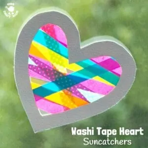A heart craft with a WOW factor! This Washi Tape Heart Suncatcher craft is simple to make and looks amazing. A great Mother's Day or Valentine's Day craft for kids. #valentine #valentinesday #valentinescraft #valentinecraft #valentinescrafts #valentinecrafts #valentinesdayforkids #heart #love #heartcrafts #washitape #washitapecrafts #kidscrafts #kidscraftideas #craftsforkids #kidscraftroom #suncatchers #suncatchercrafts #windowcling #valentinesdaycraft #mothersday #mothersdaycraft