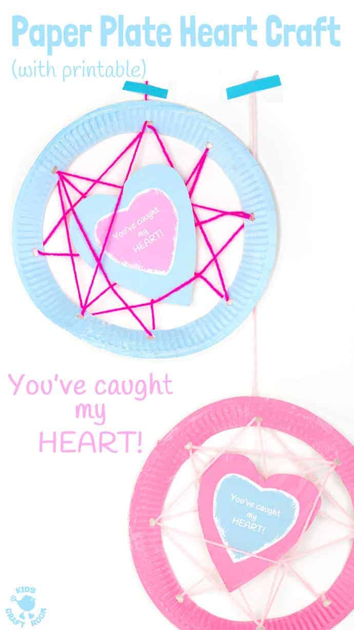 PAPER PLATE HEART CRAFT "YOU'VE CAUGHT MY HEART" (with printable) is adorably cute! A perfect Valentine's Day craft or Mother's Day craft for kids and a great gift for family, friends and teachers. #paperplatecrafts #paperplates #paperplatecraft #valentinesdaycrafts #valentinescrafts #valentinecrafts #heartcrafts #kidscrafts #kidscrafts101 #kidscraftideas #mothersdaycrafts #valentinegift #mothersdaygift #paperplatecrafts #paperplates #paperplatecraft #valentinesdaycrafts