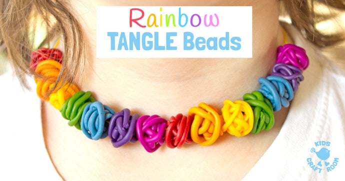 Gorgeous Rainbow Tangle Beads are colourful, fun and quirky. These easy polymer clay beads are great for kids and grown-ups to make and always look amazing!