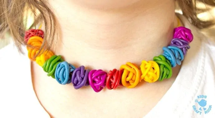 Rainbow Tangle Beads finished rainbow necklace