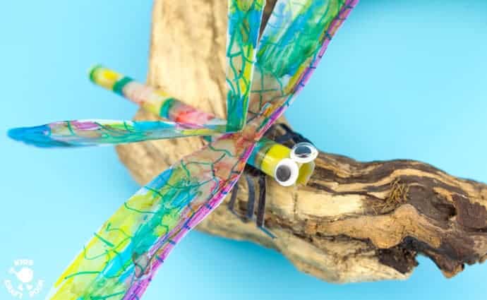 RECYCLED MILK JUG DRAGONFLY CRAFT uses sharpie and alcohol colouring to give a stunning tie dye effect. A pretty insect craft for Spring, Summer & Earth Day. 