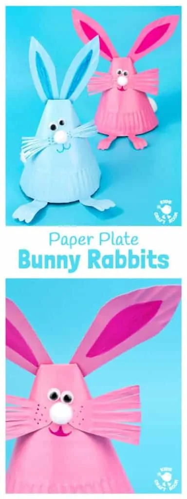This Paper Plate Rabbit Craft is a super Easter craft or Spring craft for kids. Whether you make them as an Easter bunny craft or for everyday, these cute bouncing bunnies are so much fun! #Easter #eastercrafts #kidscrafts #rabbits #bunny #easterbunny #paperplatecrafts #preschoolcrafts #craftsforkids #kidscraftroom #springcrafts #paperplates
