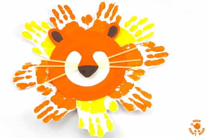 Kids will love adorable Handprint and Paper Plate Lion Masks. These easy animal masks are fun for the dress up box and a great way to inspire dramatic play. 