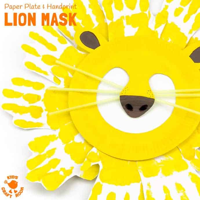 Handprint and Paper Plate Lion Masks - Kids Craft Room
