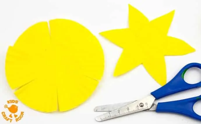 POP UP DAFFODIL CRAFT Step 2 - A simple Spring craft perfect for Easter or Mother's Day too. This cupcake liner and paper plate flower craft lets kids pretend to grow their own daffodils again and again! 
