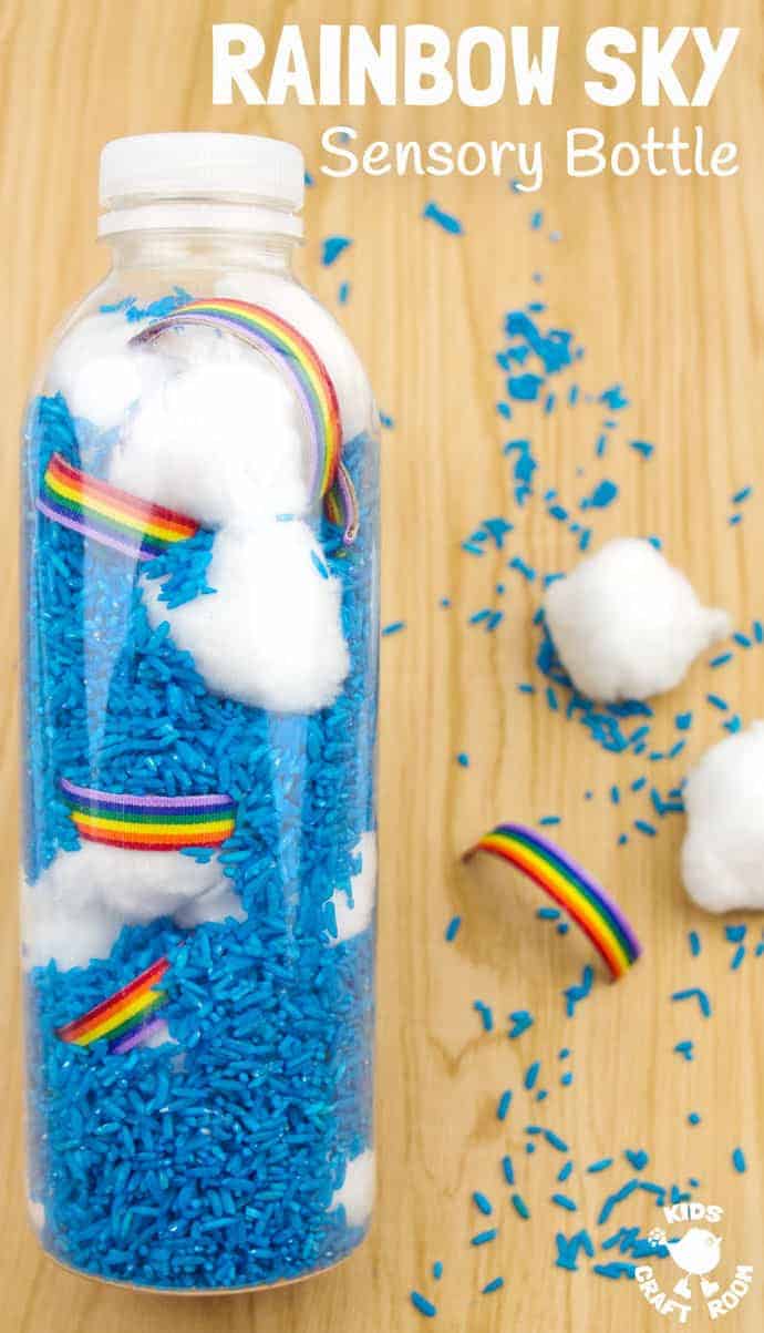 Gorgeous Rainbow Sky Sensory Bottles - Kids Craft Room