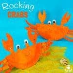 This interactive Rocking Paper Plate Crab Craft is a fun kids Summer craft. Children will love rocking and nipping with these adorable homemade crabs and their cheeky moveable pincers.
