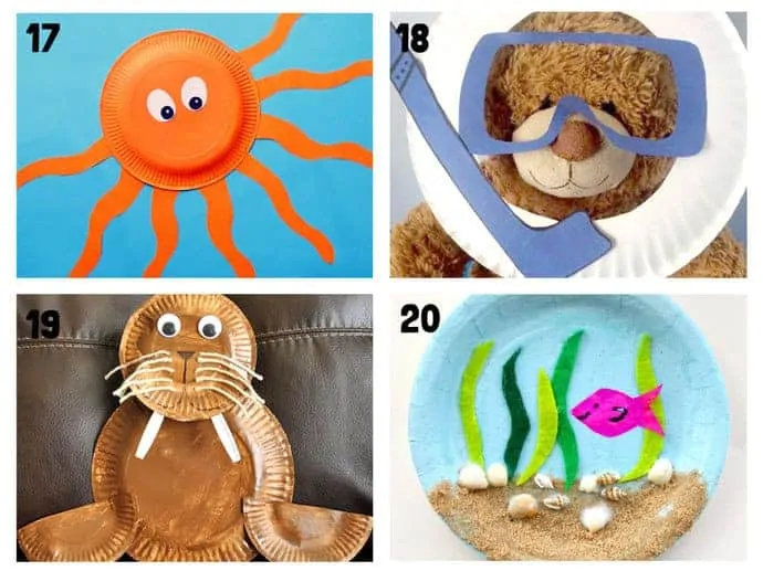PAPER PLATE OCEAN CRAFTS 17-20. Here are 20 awesome sea themed Summer crafts for kids. From swimming jellyfish to chomping sharks and nipping crabs you'll have lots of fun with these beach crafts.