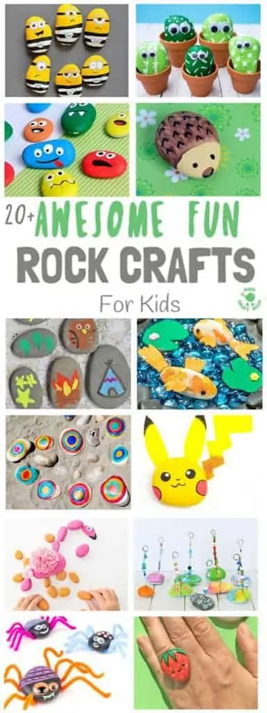 COOL KIDS ROCK CRAFTS - Do your kids love collecting pebbles? If you've got a little Nature collector then you'll love 20+ Awesome Fun Rock Crafts For Kids. These rock painting ideas make fantastic rock activities for fun all year round! #naturecrafts #rockcrafts #paintedrocks #pebblecrafts #rocks #pebbles #stones #kidscrafts #craftsforkids #summercrafts #kidsactivities #summeractivities #beachcrafts #kidscraftroom